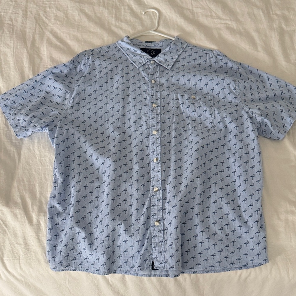 Light Blue Palm Tree Print Men's Shirt